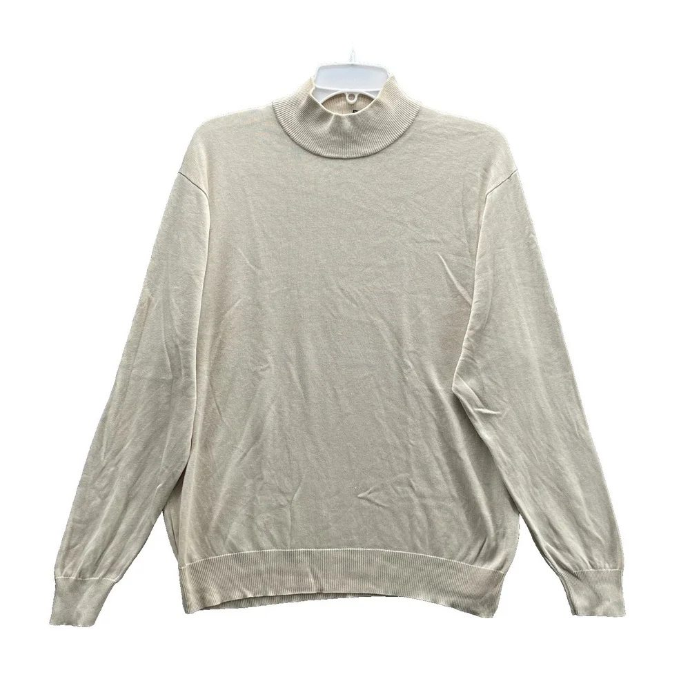 Jos.A.Bank‎ 100% Silk Sweater Men's Large Preppy Classic Business 90's Knit Mock